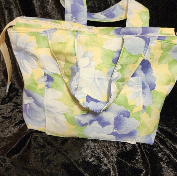 Hand Crafted Handbags - Floral Tote Bag - Blue and Green